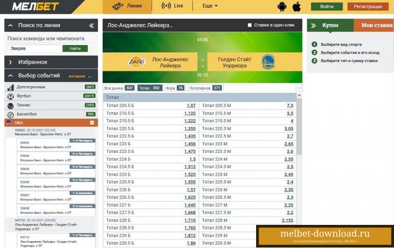 Тоталы ставок в букмекерской конторе Мелбет